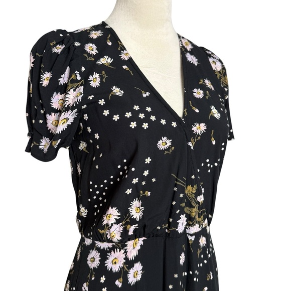 Madewell Puff-Sleeve Wrap-Front Midi Dress in Polka Daisies - Picture 4 of 8